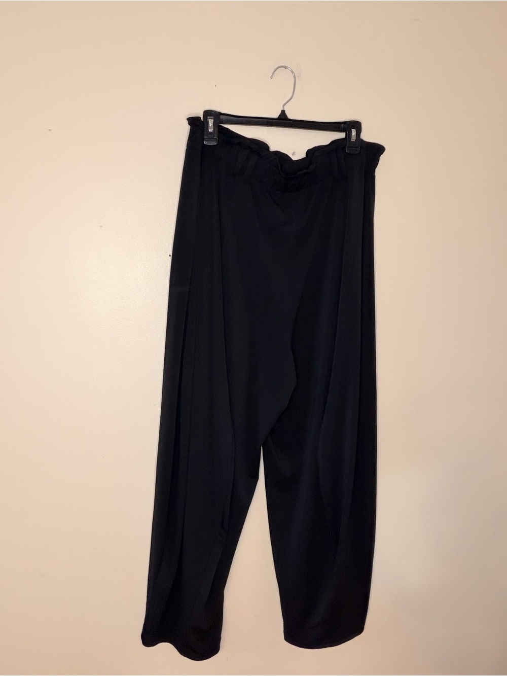 Anthropologie Black Wide-Leg Draped Pants